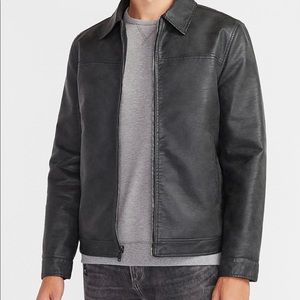 BLACK VEGAN LEATHER REVERSIBLE JACKET - Medium